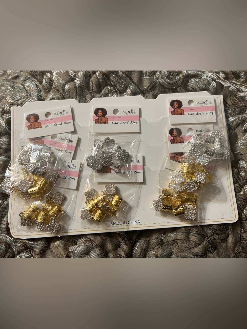 Isabella Hair Braid Rings -8 Pack Bundle- Gold and Silver Tone Charm Accents NWT